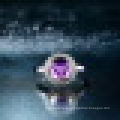 Große Runde 3 Prong 1.0CT Kubik Cut Natürliche Lila Amethyst Ringe 925 Sterling Silber für Frauen Engagement Edlen Schmuck